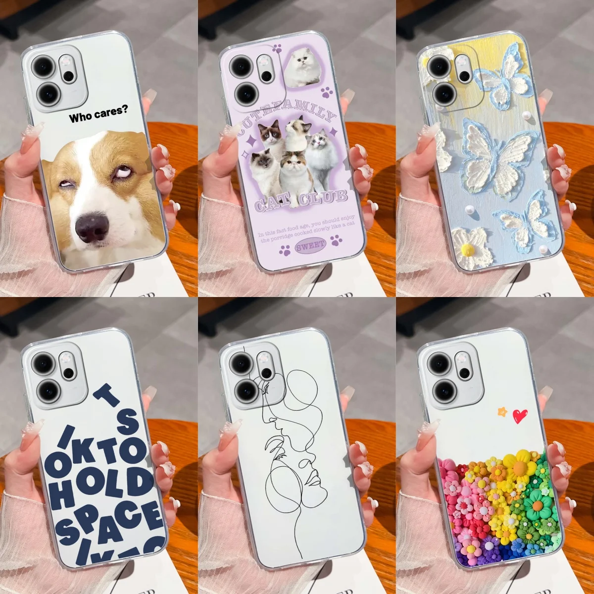 Case For OPPO Reno14 F Cartoon Dog Cat Creative Drop-Resistant Camera Protection Clear Bumper For OPPO Reno14F reno 14 f Funda