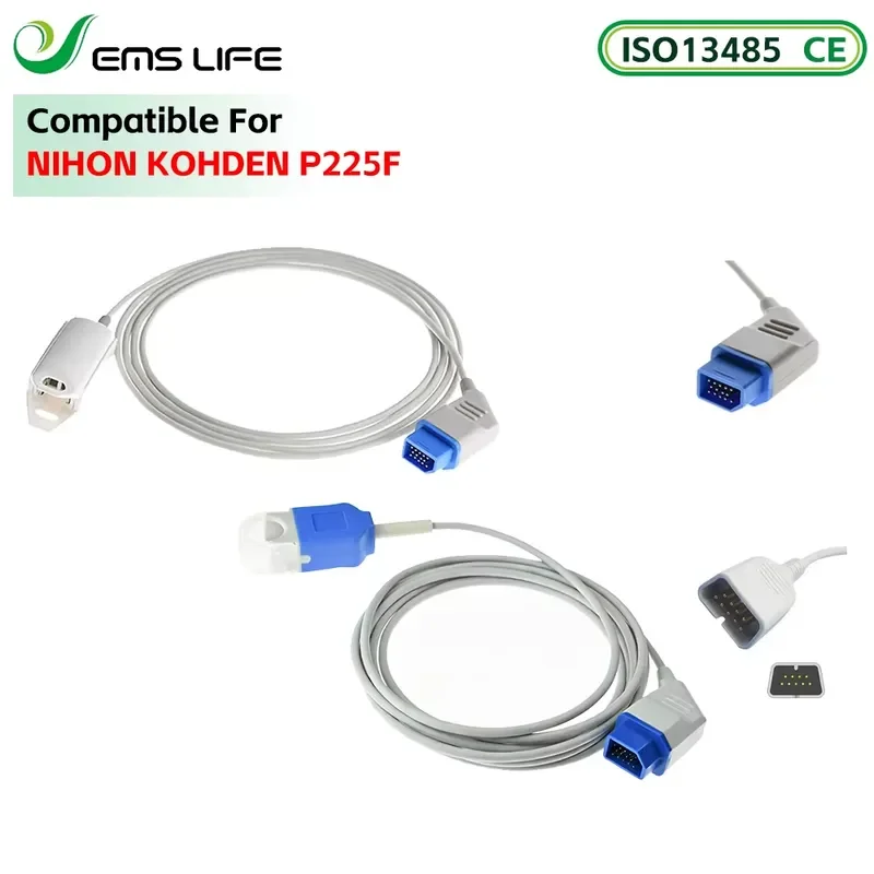 

EMSLIFE Compatible Spo2 Sensor Adapter Cable for NIHON KOHDEN P225F SVM-7501 7521 7503 7523 Medical