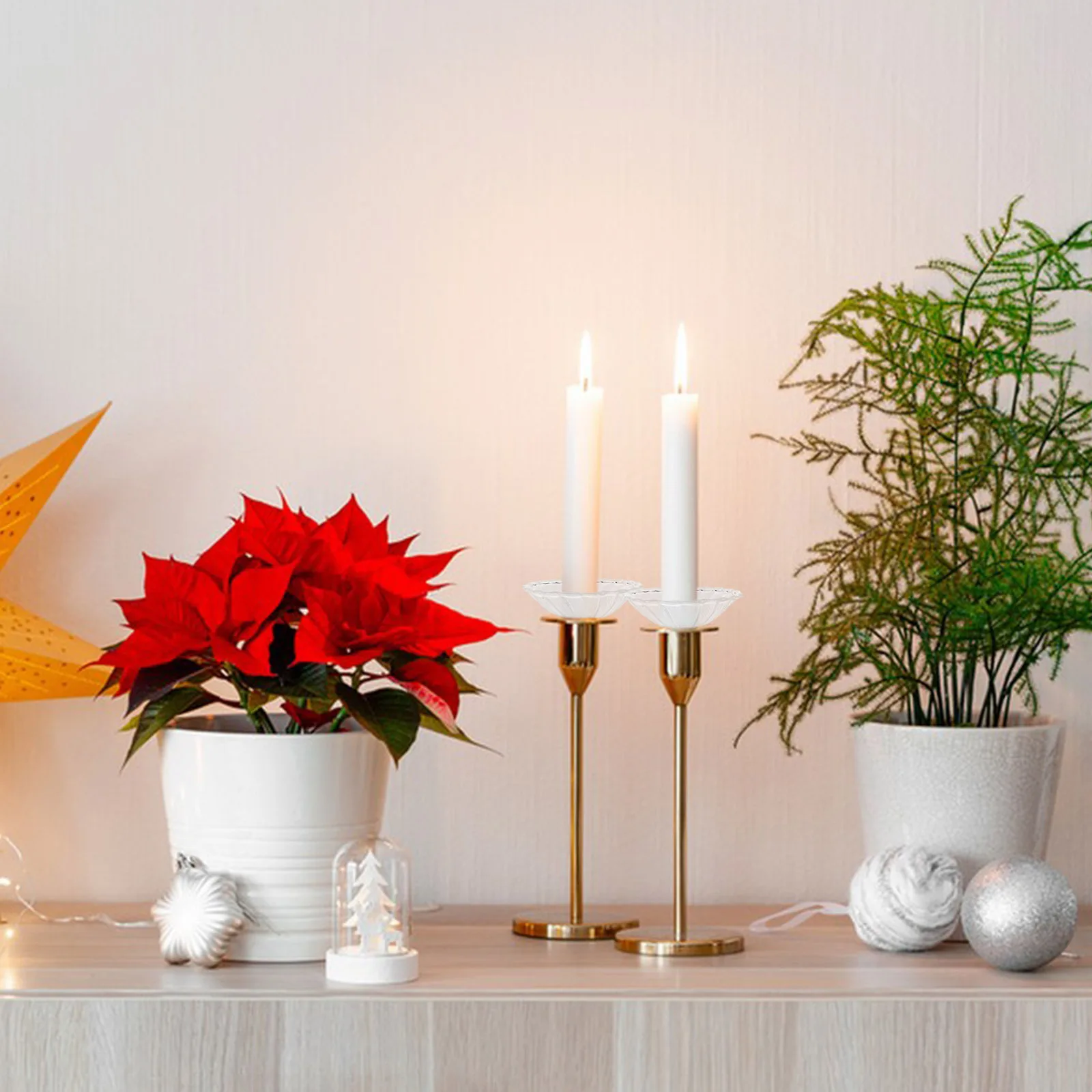 

6Pcs Drip Protectors Clear Glass Wax Catcher for Taper Candles Reusable Heat Resistant Decorative Drip Protector