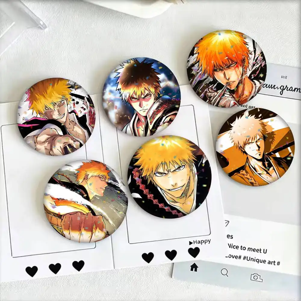 BLEACH Ichigo Kurosaki 25mm 32mm 44mm 58mm 75mm Brooches Badges Pins for Accessories Gift