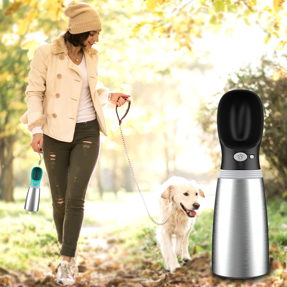 

2025 New Products Stainless Steel Portable Dog Water Bottle Feeder for Outdoor Travel