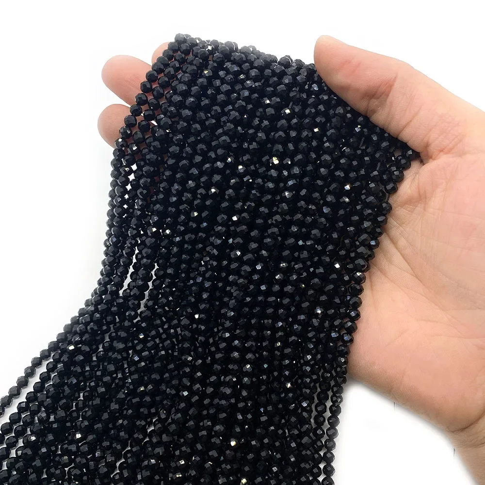Natural Stone Beads Opal Amethyst Tourmalines Loose Beads for Jewelry Making DIY Bracelets 2/3/4mm Facet Round Crystal Accessory
