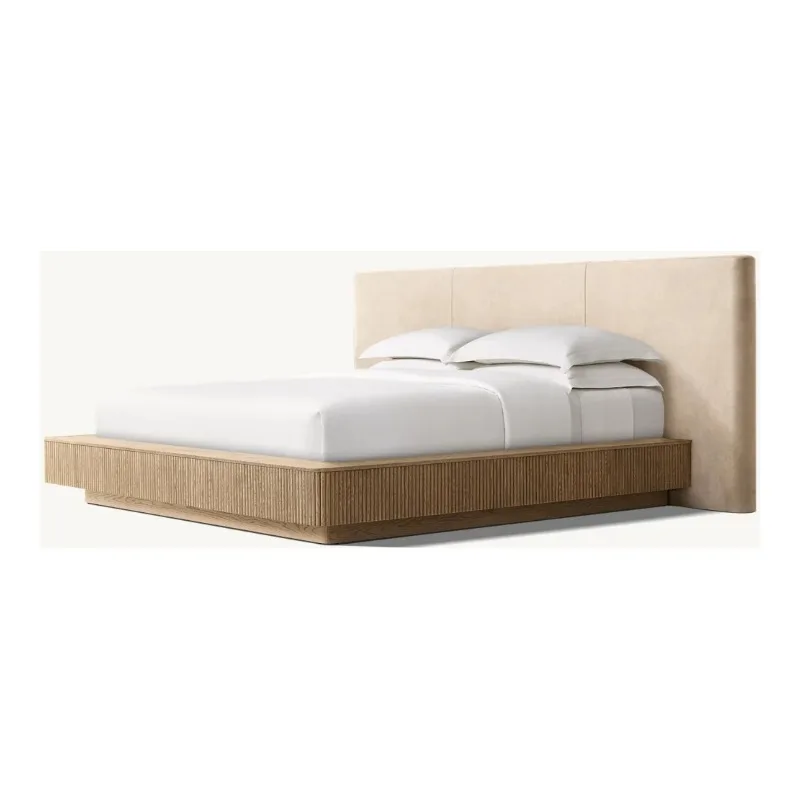 Top Grade American Simple Solid Wood Double Bed Bedroom Furniture Oak Villa Hotel Factory Direct Sales Can Be Customized