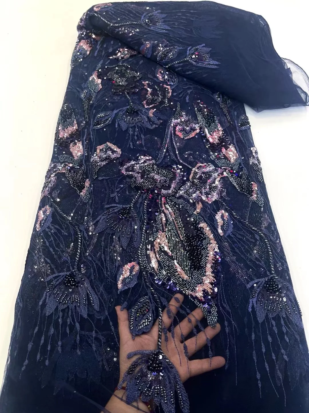 

Роскошная французская сетчатая кружевная ткань высокого качества с блестками для женщин, свадебные платья, шитье в африканском нигерийском стиле