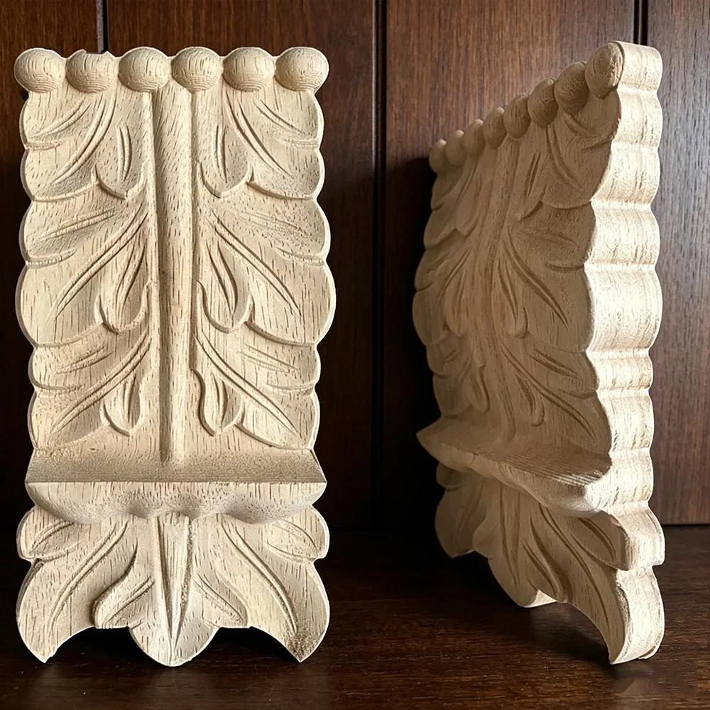 16cm Wood Carved Applique Unpainted Door God Stage Stigma Pillar Decoration Accessories Creative Home Figurines Miniatures