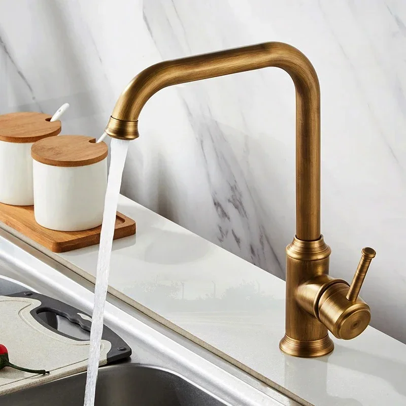 

Kitchen Faucet Hot Cold Water Mixer Crane Deck Mounted Single Hole Kitchen Sink Tap 360 Rotation Water Mixer Tap