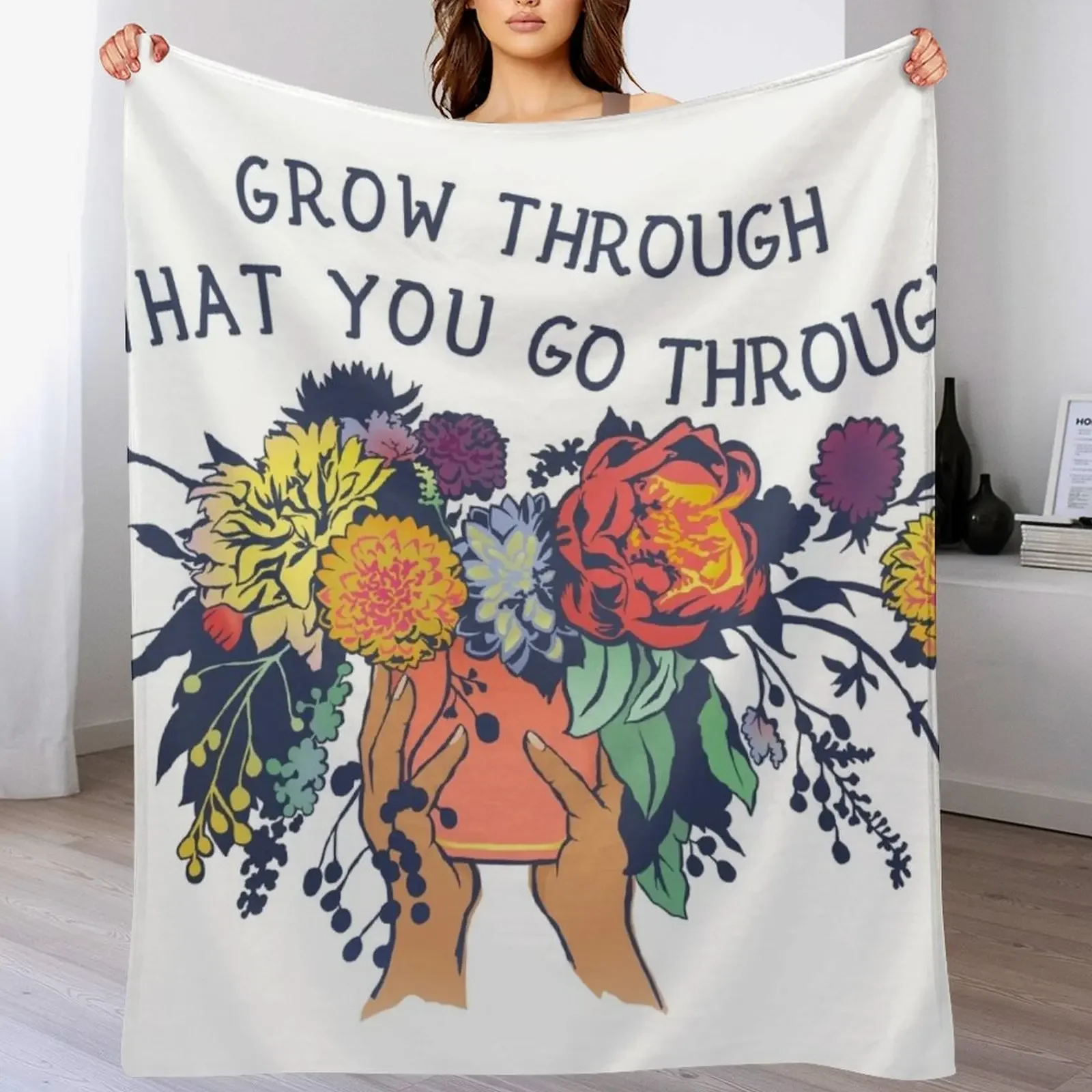 Grow Through What You Go Through Throw Blanket Shaggy Single Beautifuls Blankets