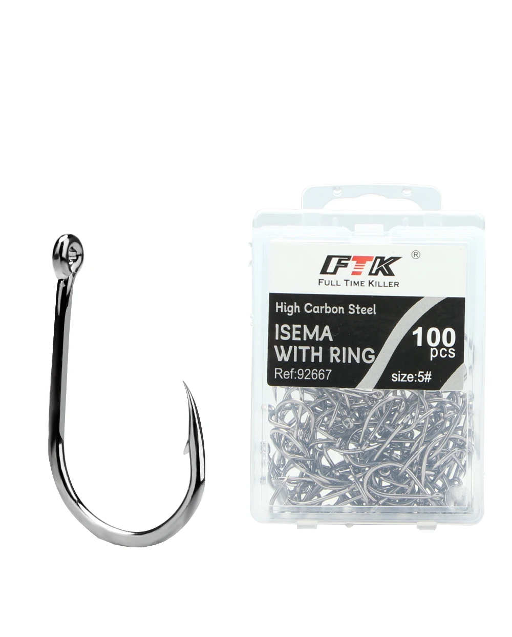 FTK Hochkohlenstoffstahl 3/0 # -2/0 # 50 Stück 1 # -10 # 100 Stück ISEMA Runde Gebogene Meeresfischhaken mit Widerhaken und Ring – Detail 11