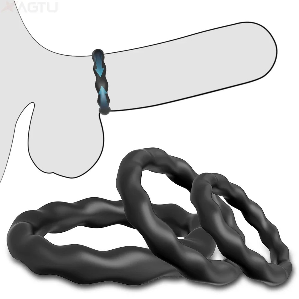 حلقات القضيب من السيليكون ألعاب جنسية على شكل حلقة القضيب للرجال تكبير الانتصاب تعزيز فائقة النعومة طويلة الأمد أقوى كوكرينج 18 +