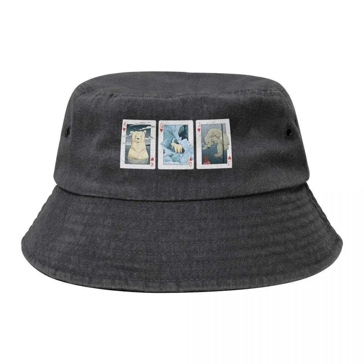 

Polar Bear Hearts Cards Print Bucket Hat Kids Hat Hip Hop Designer Hat Men's Hats Women's