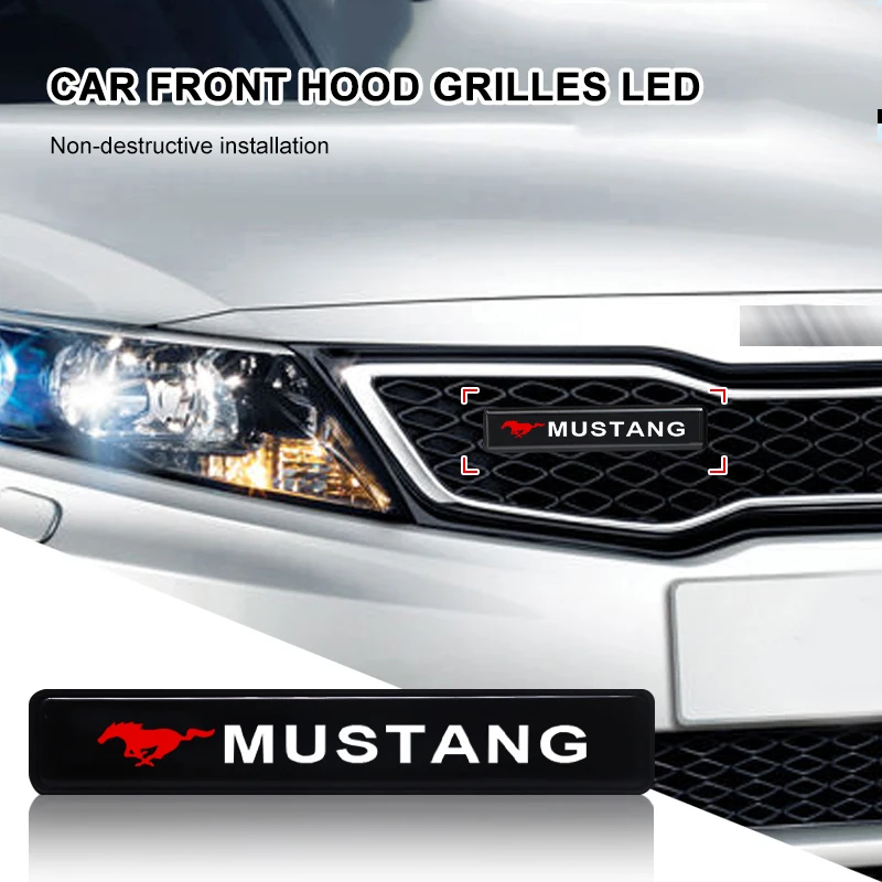 Emblema Adhesivo LED para Parrilla Delantera de Coche, Insignia para Parrilla Delantera de Coche, Emblema con Luz LED para Ford Mustang F10, Zapatillas Miniatura Gt Mujer Kuga
