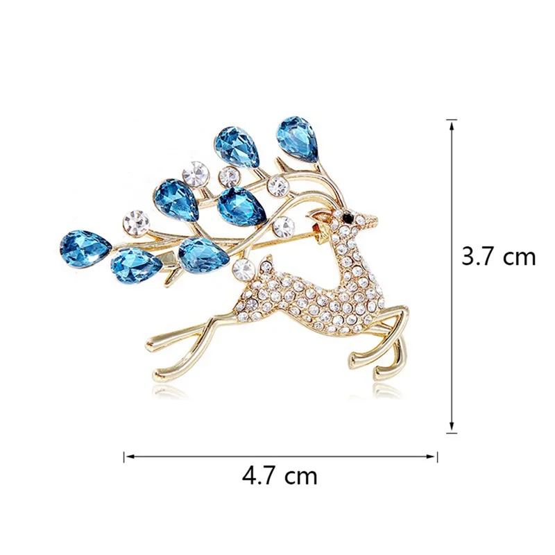 A96Q-Deer Brooches Crystal Fawn Brooch Women Cute Animal Brooch Pin Gift Exquisite Broches