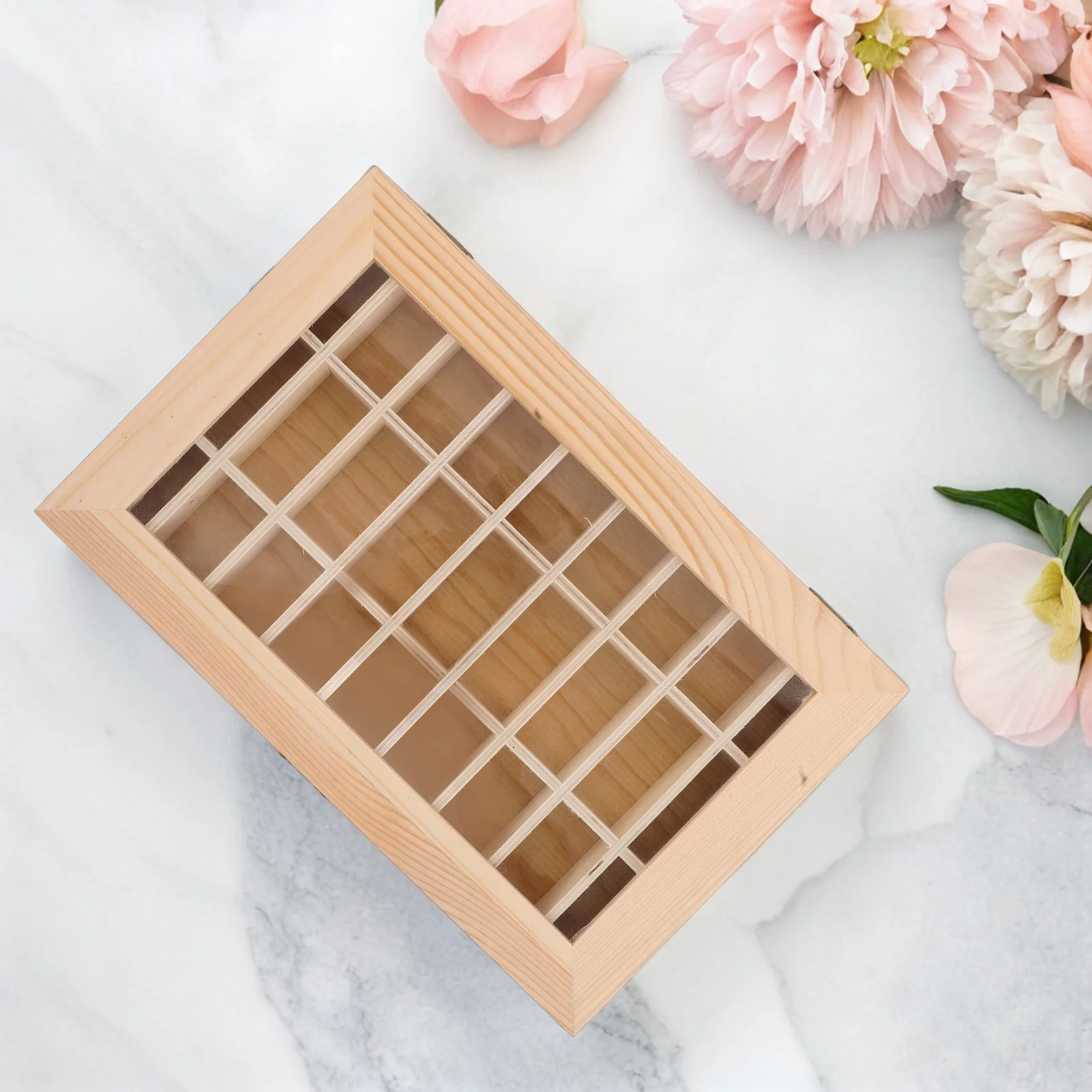 

Wooden Mineral Specimen Display Box Clear Lid Rock Collection Organizer Crystal Display Case for Teaching Museum