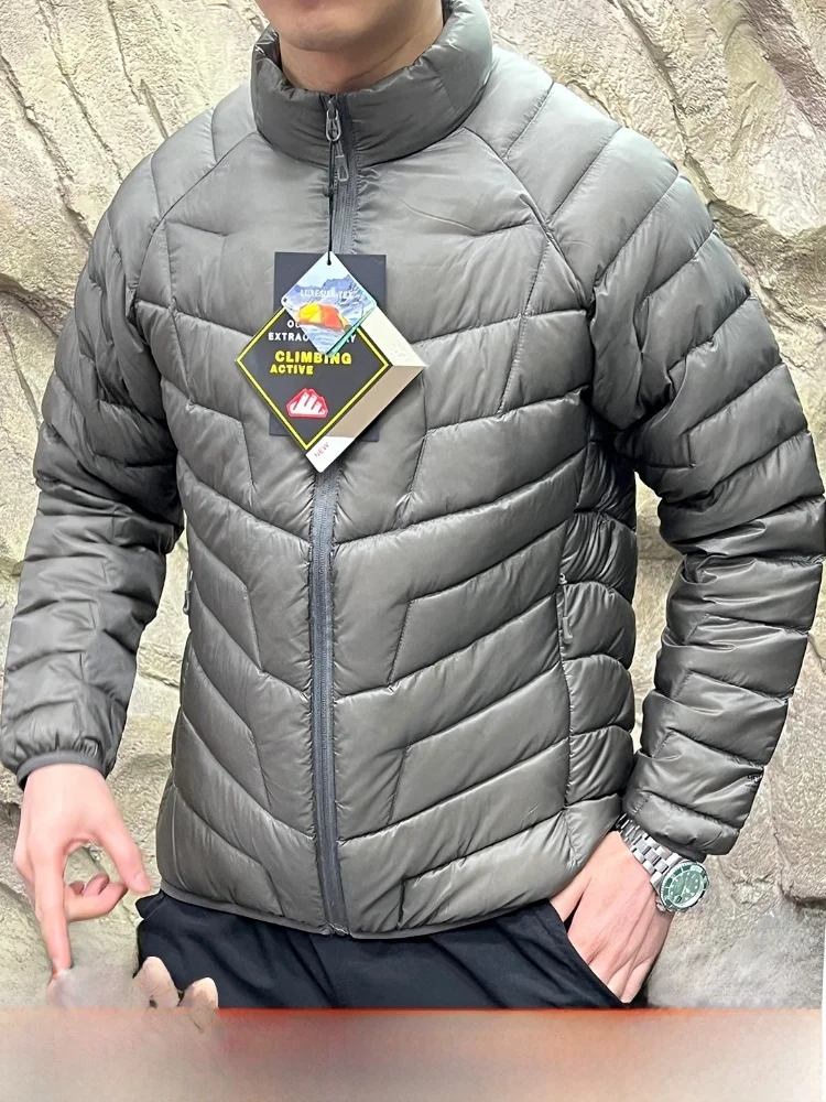 

Waterproof Men's down Jaet 90% White Du down Filling Outdoor Warm Thiened Long Sve Zipper Closure Regular Fit