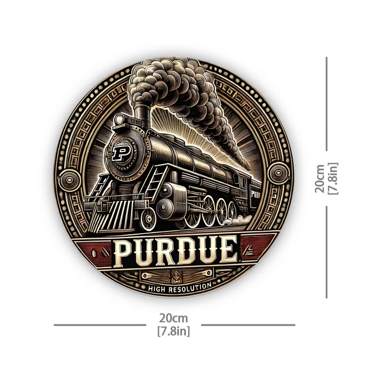 1pc 8x8 Inch Purdue Retro Steam Locomotive Aluminum Wall Art - Vintage Style Decor for Bedroom, Kitchen, Dining Room, Bar - Easy