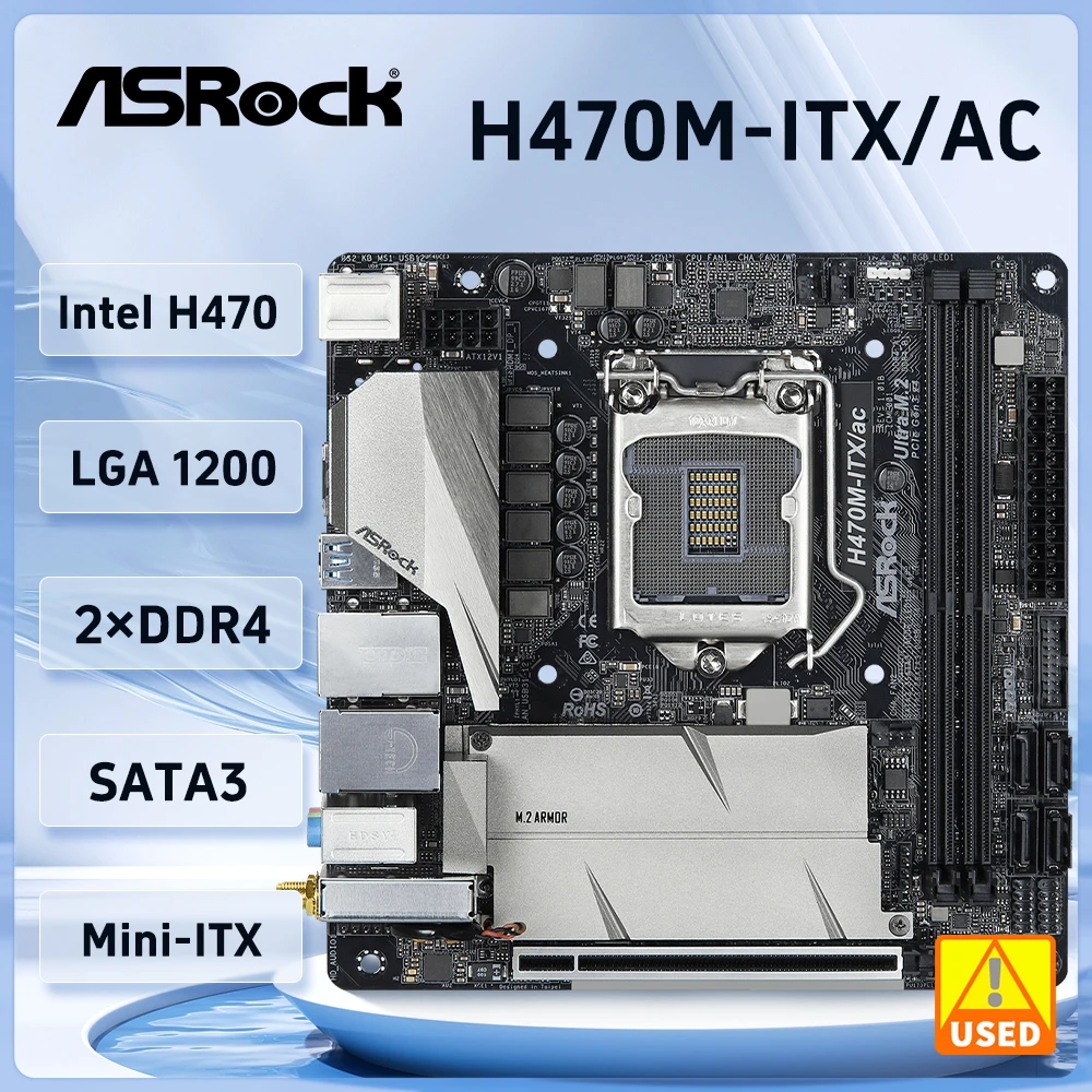 

ASRock H470M-ITX/AC Mini-ITX материнская плата LGA 1200 Intel H470 DDR4 64 Гб Поддержка Φ 10700F 10600 10400 cpu HDMI