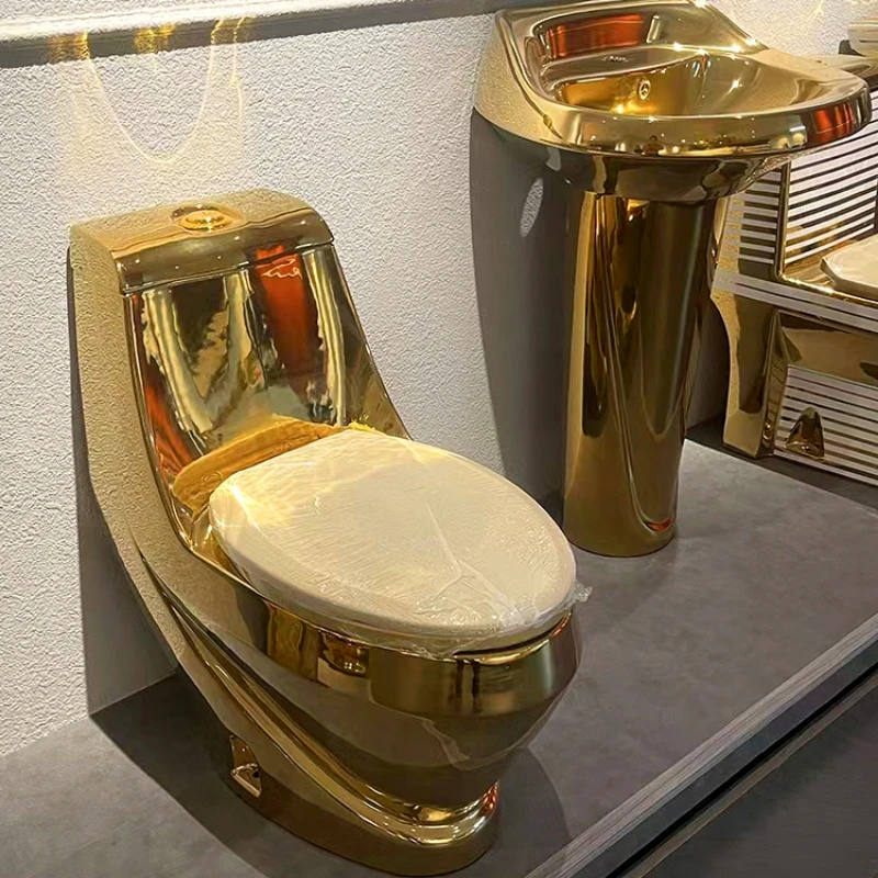 gold basin toilet set