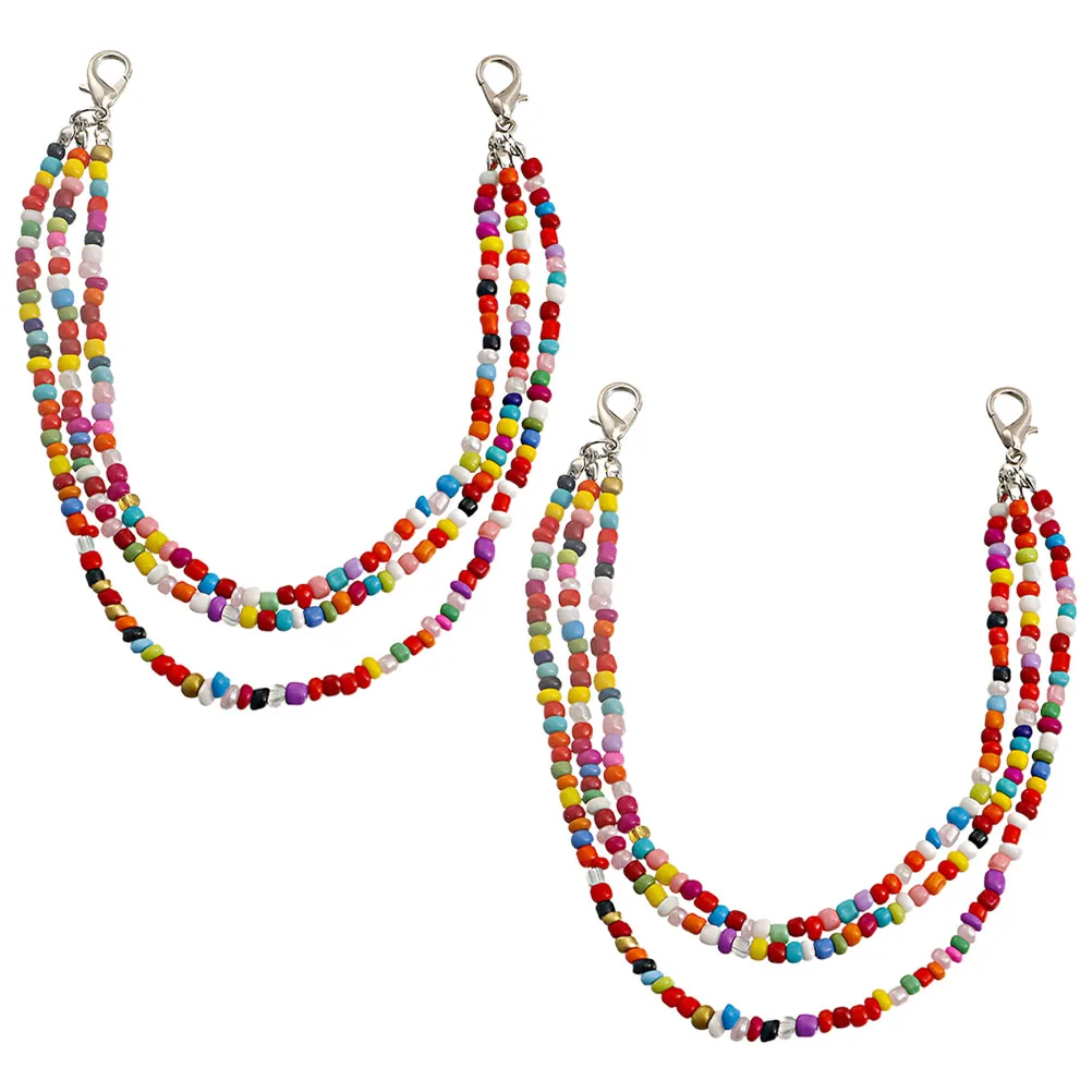 

Mixed Color Beads Multi layer Shoe Chains Bead Shoe Charm Chain white K Women Sneakers Accessories Charm Decorations
