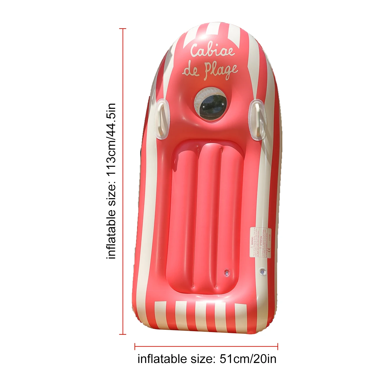 1PC aufblasbares tragbares faltbares Surfbrett mit Sicherheitsgriffen, nordisches Streifen-Design für flaches Wasser – Detail 4