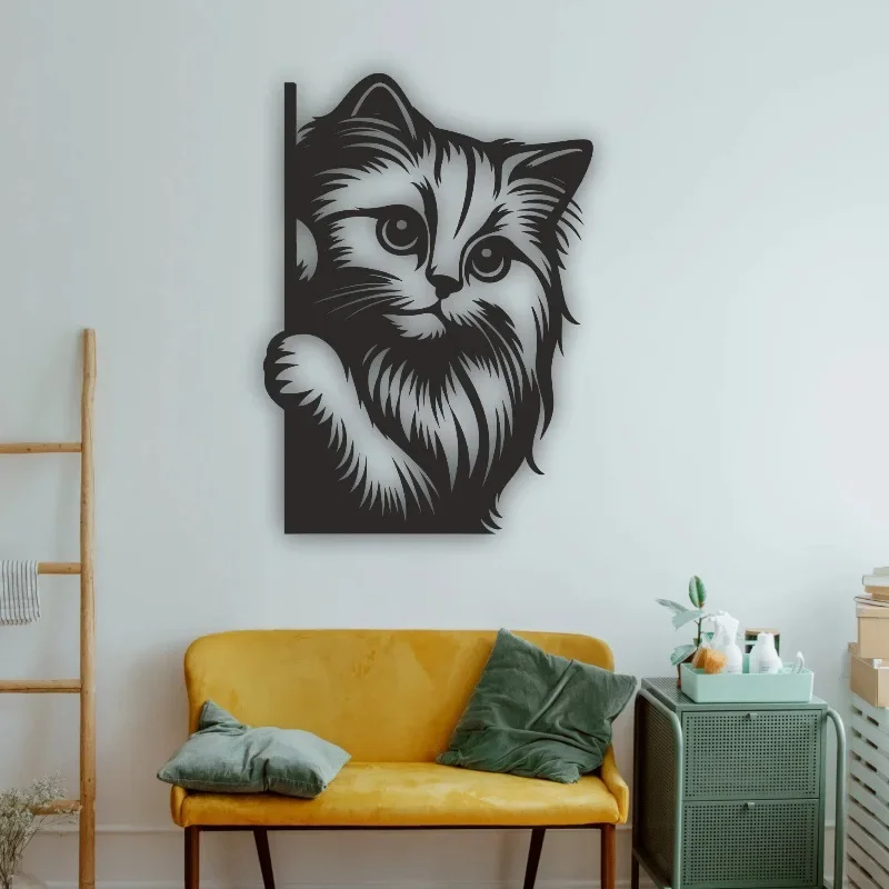 

Cat metal decoration, wrought iron hollow silhouette pendant, living room bedroom home decoration crafts