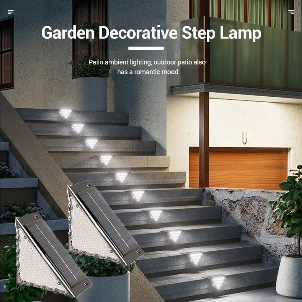 

Solar Powered Outdoor Solar Step Lights Triangle Super Bright Stair Lamp White/Warm Light Waterproof Deck Lights