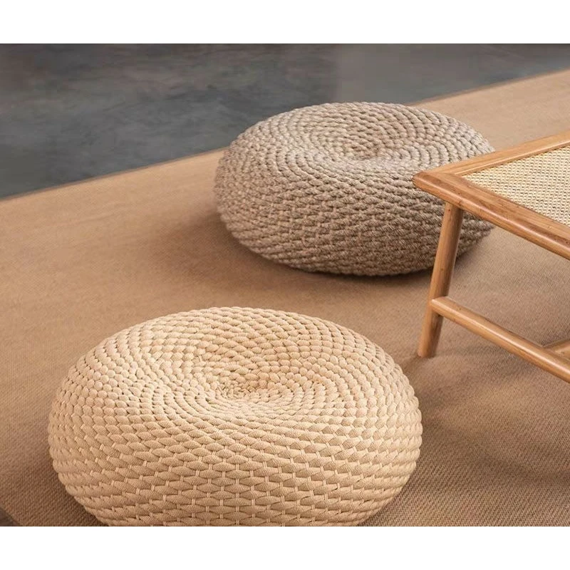 Cushion, Cotton Thread Rope Cushion, Japanese Style Tatami Mat, Thickened and Raised Circular Floor Mat for Home Use，Cushion