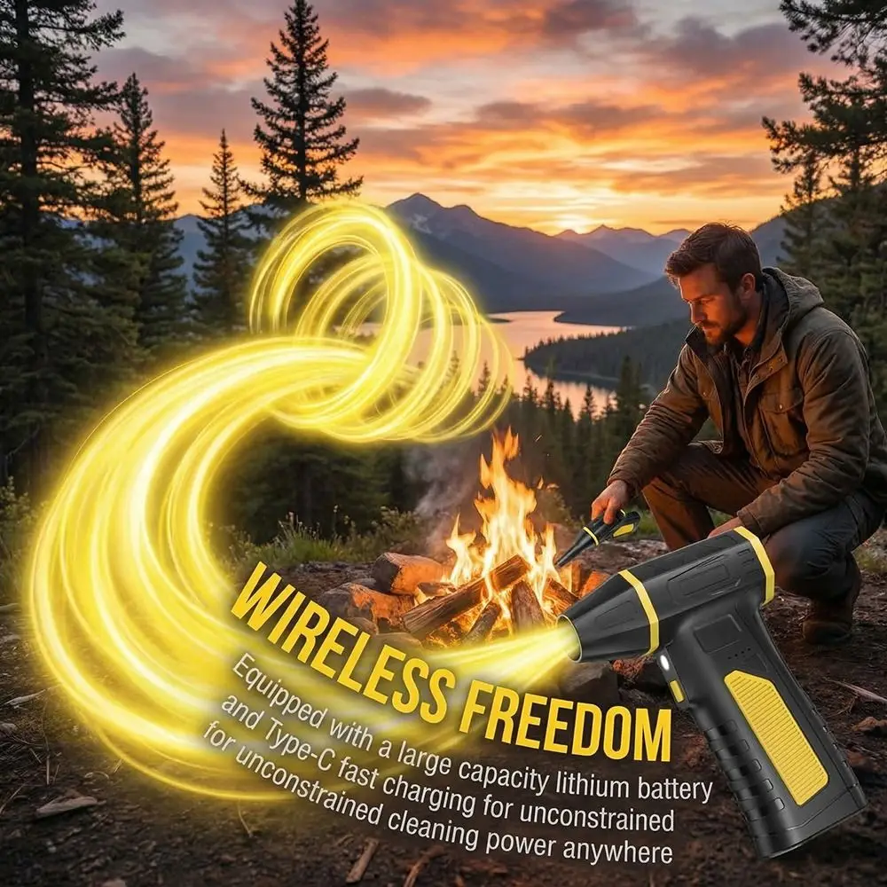 

Adjustable Speed Mini Turbo Jet Fan Powerful Airflow Safety Hammer Design Electric Air Duster Handheld Rechargeable