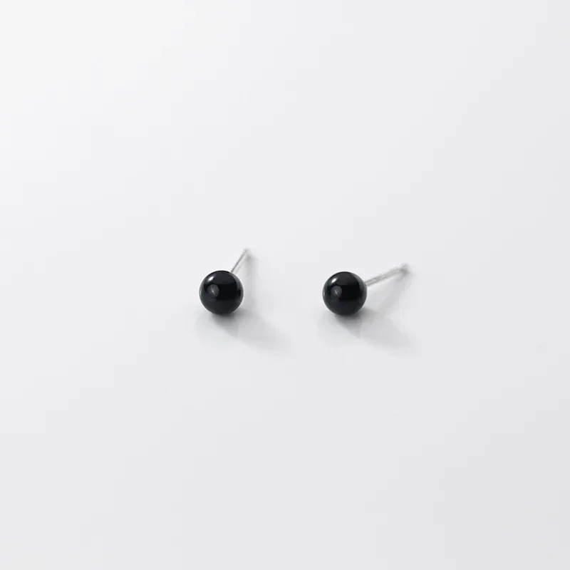 925 Sterling Silver Black Pearl Stud Earrings For Women Kids Korean Temperament Ear Wedding Party Jewelry Gift Female Pendientes