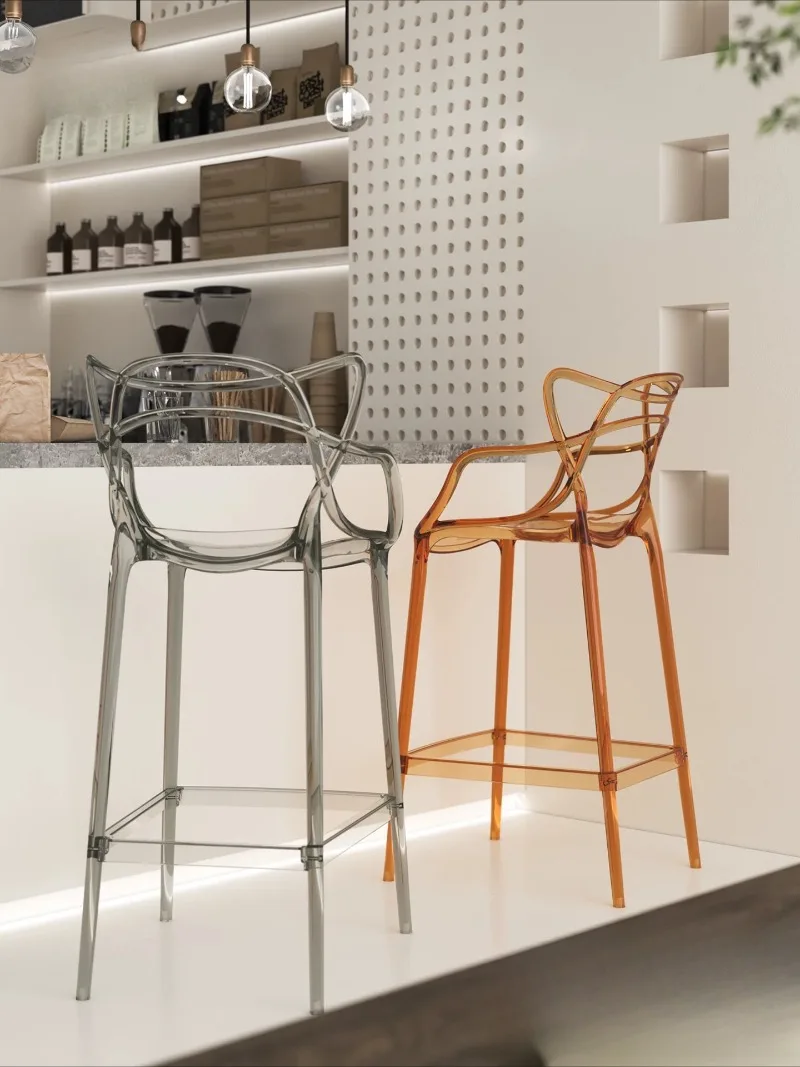 Crystal dining chair plastic  Internet celebrity pc material stool French transparent chair