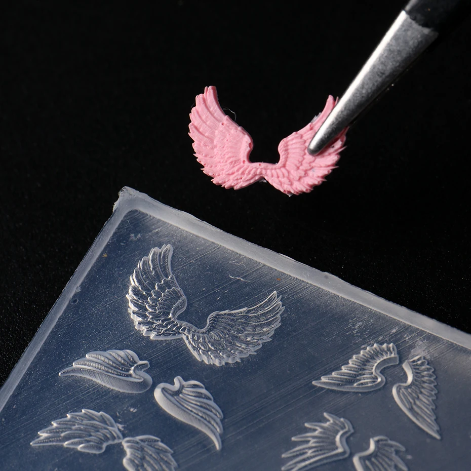 1 قطعة قالب سيليكون للأظافر على شكل جناح الملاك-قوالب أظافر على الطراز القوطي الباروكي العتيق لتزيين الأظافر وإكسسوارات الأظافر #4