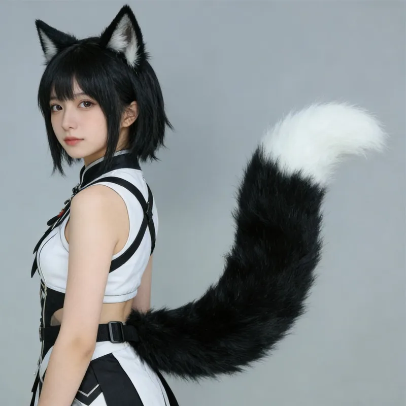 Kemono Style Fox Tail, Fluffy faux fur fox tail ,Adjustable Belt Furry Accessory for Anime Cosplay,Halloween Costume Photoshoot