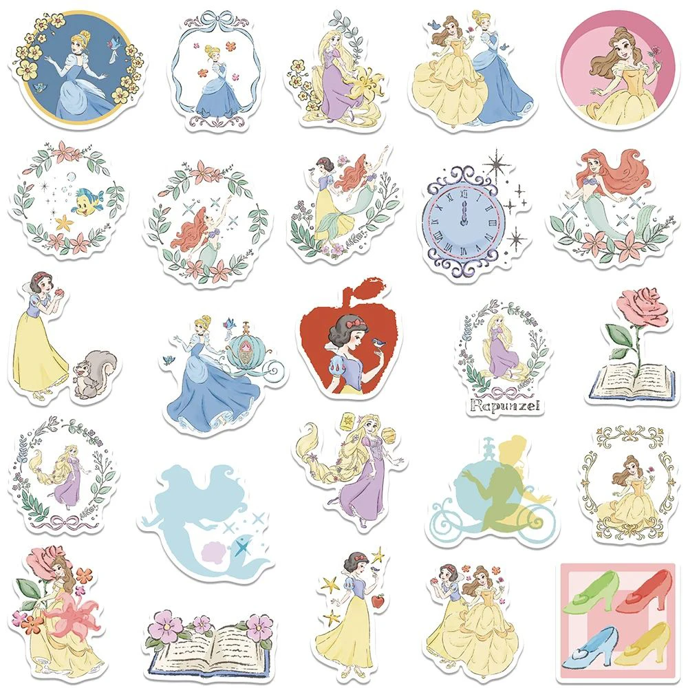 10/30/50 Stück Niedliche Disney Prinzessinnen Anime Aufkleber Cartoon Cinderella Belle Sticker DIY Koffer Handy Wasserflasche Aufkleber Spielzeug Geschenk – Detail 5