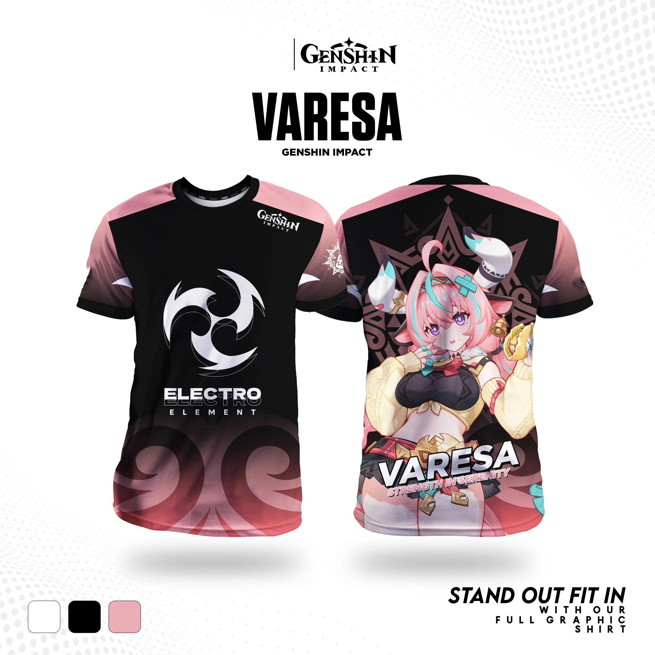 Game Genshin Impact Varesa Cosplay 3D Men's T-Shirt Summer Fashion Cool Daily Anime T shirt Outdoor Short Sleeve Y2k Sports Tops