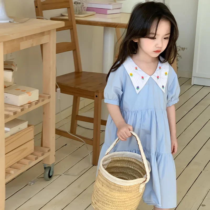 

Girl Dress South Korea Children Dress Girls Summer Dress 2024 New Little Girl Little Fresh Sweet Princess Skirt A-line Skirt