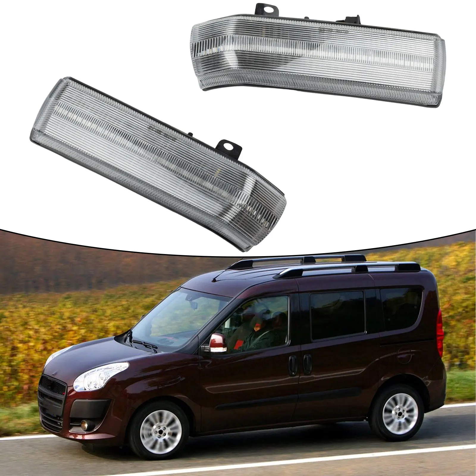 2PCS Specchietto retrovisore per auto LED Luce acqua Indicatori di direzione per RAM Per ProMaster City 15-22 Per Fiat Per Doblo Per MK2 10-22 Per Opel