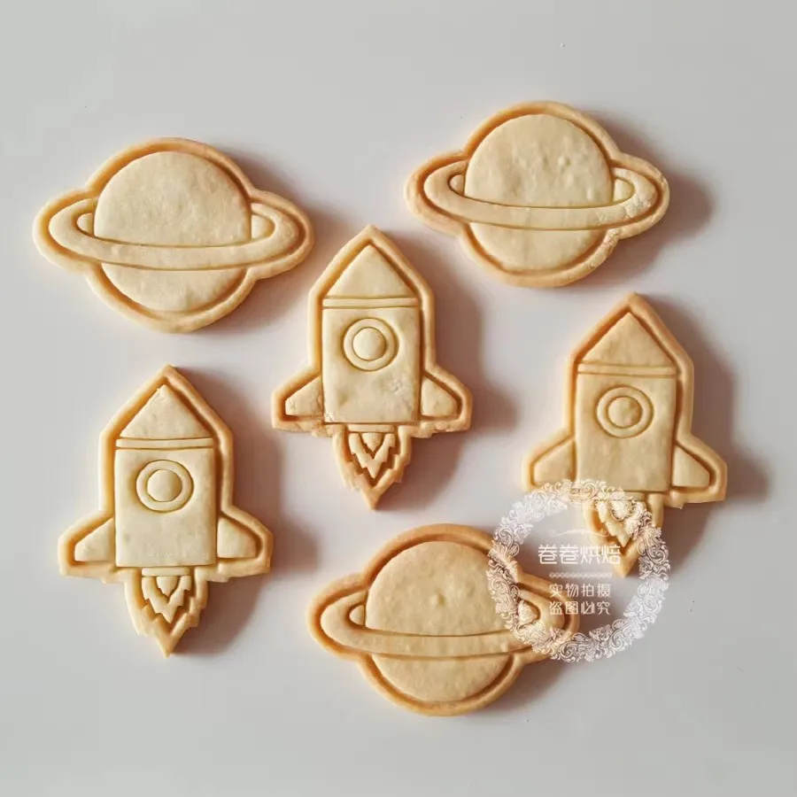 

Children’s Day Pressed Mold Aerospace Series Pattern Rocket Planet Shape Cookie Cutter Biscuit Stamp Cake Decorations Embossers