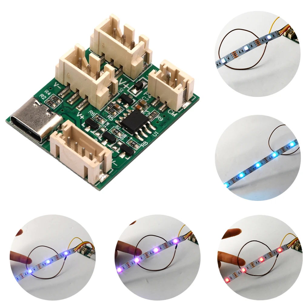 RGB Colorful River Light Module Touch Induction Switch DC 5V 12V Touch Induction Cellular Coil Light Strip Type-C or XH2.54 3P