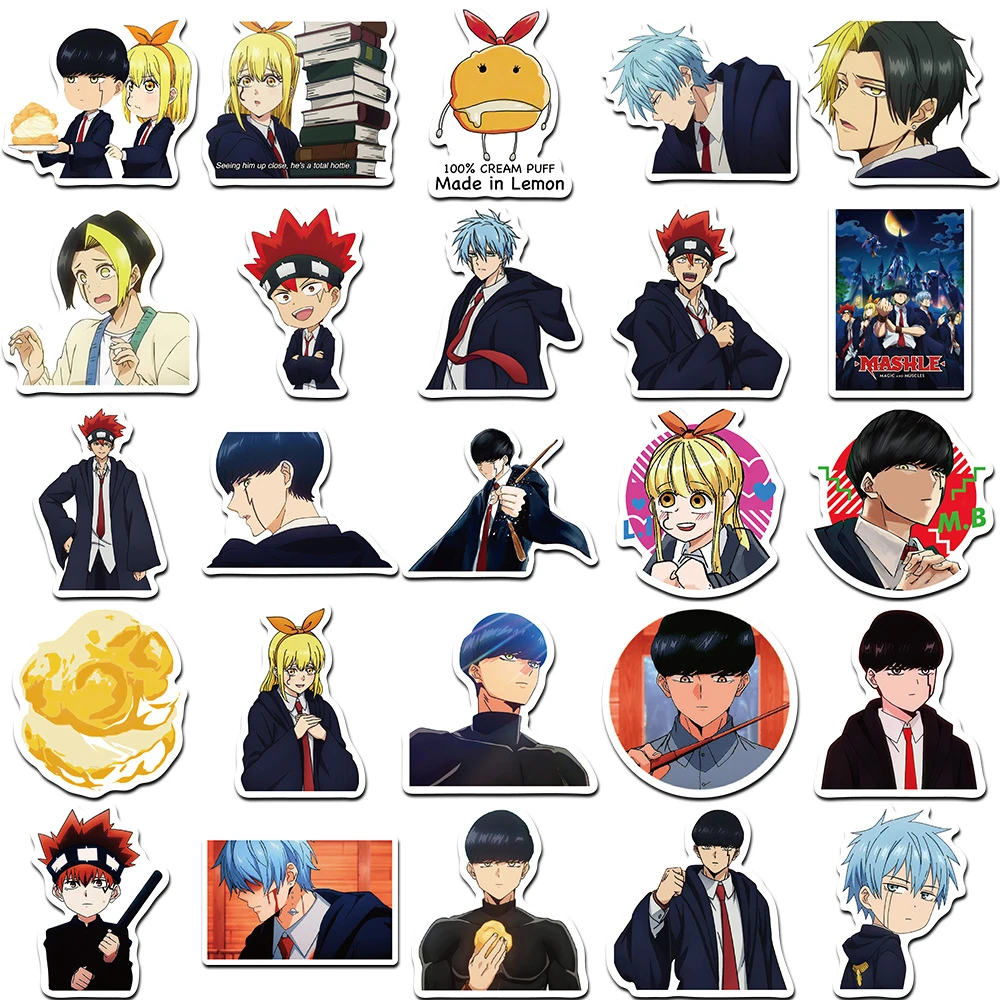 10/30/50 قطعة انمي ياباني Mashle ماجيك والعضلات ملصقات مقاوم للماء DIY بها بنفسك دفتر الهاتف المحمول كول الكرتون الشارات الديكور