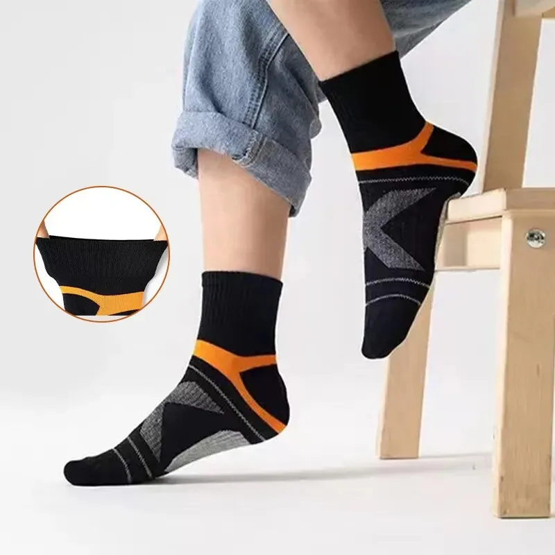 5 أزواج من الجوارب القطنية للرجال باللون الأسود للمشي لمسافات طويلة في الهواء الطلق والرياضات الدافئة مناسبة لامتصاص العرق والجوارب القابلة للتنفس #2