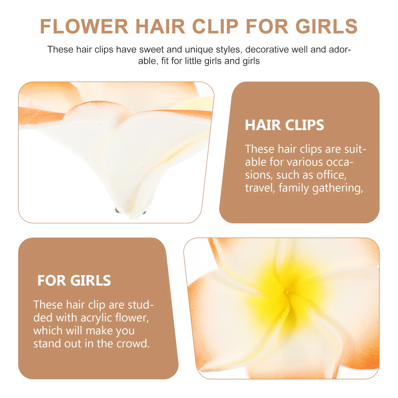 

12 pcs Plumeria Hair Clips Orange Hawaiian Accessories Flower Clips Women Girls Beach Wedding Prom Styling Tools