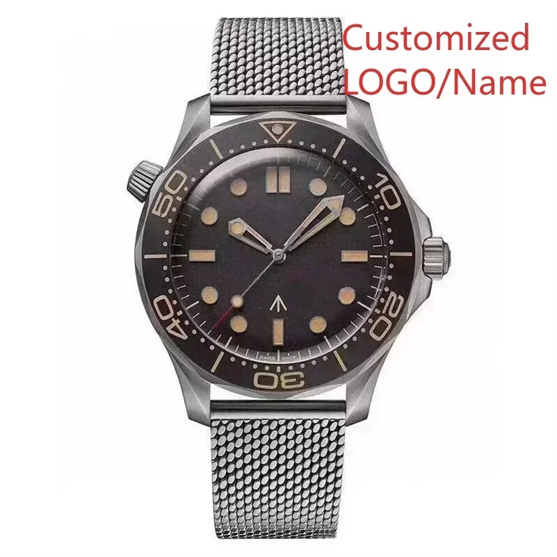 A88 Store  42mm Automatic Mechanical Watch 007 Style 904L Stainless Steel Canvas Ceramic Bezel Men's Sapphire Die Customized