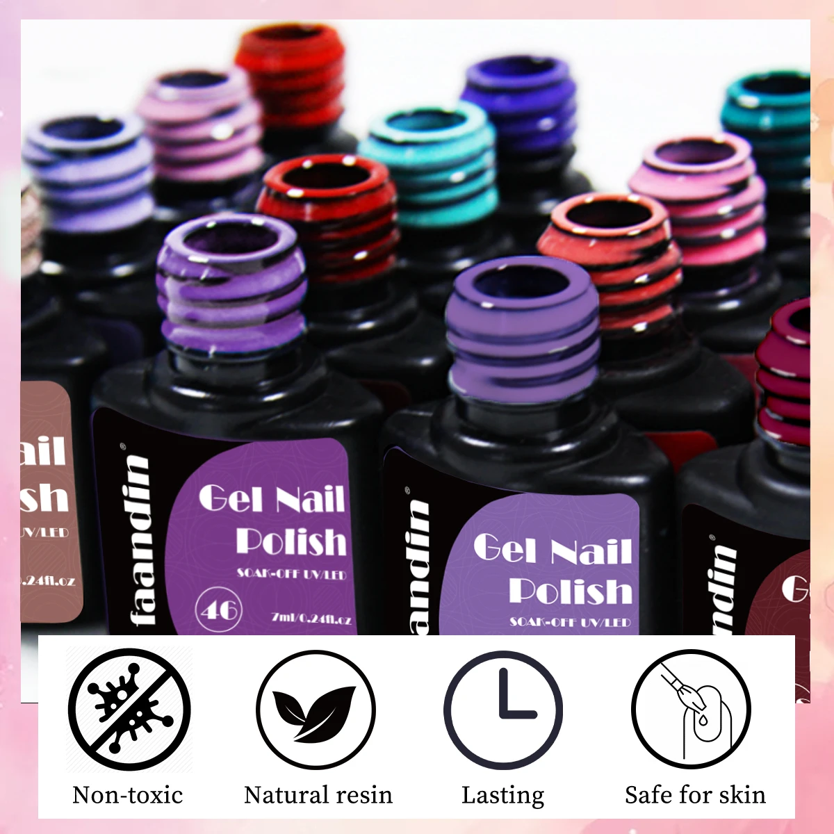 Faandin 3 قطع/مجموعة 7 مل * 3 قطع، تطبيق أكثر سمكًا للحصول على نتائج أفضل، لون غني، أرجواني، سلسلة وردي، مجموعة طلاء أظافر جل بلون خالص، هدية مثالية، جل طلاء أظافر قوي وطويل الأمد، جل أساسي لصالونات الأظافر للحفلات الراقصة، صالونات الأظافر، صالونات الأساسية بالجملة