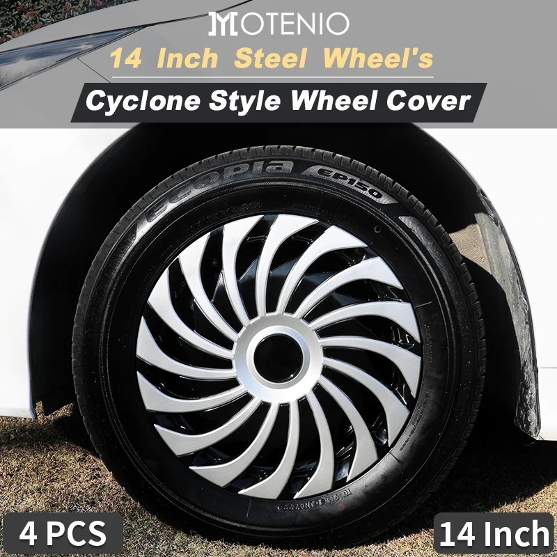 14 Inch Cyclone Style Universal Hubcap R14 Wheel Covers For Cars - Set Of 4 Fits Most Cars,Automobile Full Rim Cover Accessories