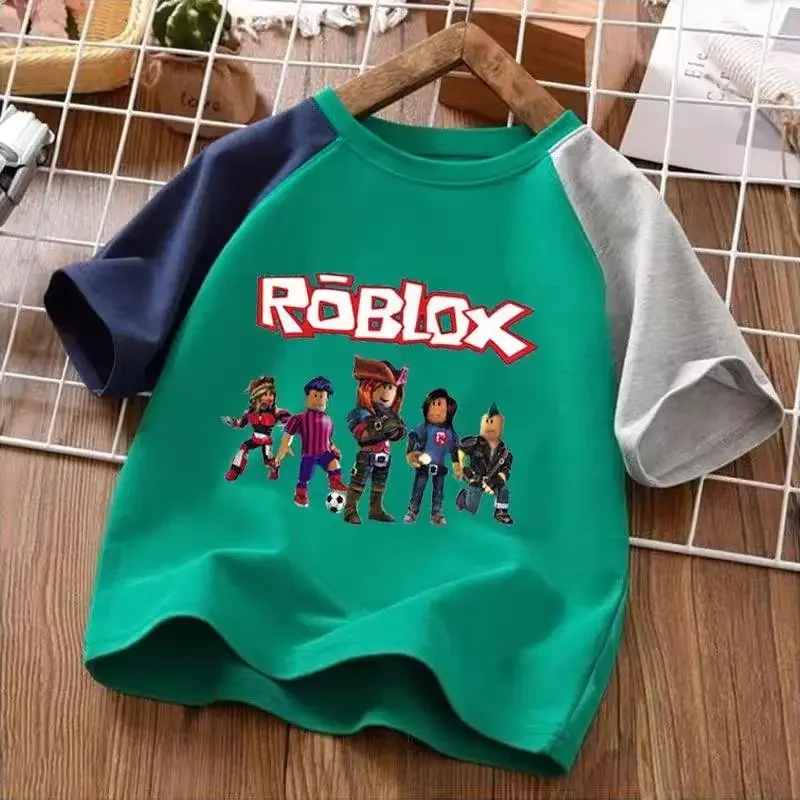 

Game Robloxs T-shirts Boys' Short Sleeved Child Clothing Games Peripheral Printed Shoulder Sleeves Ins Trendy Daily Necessities