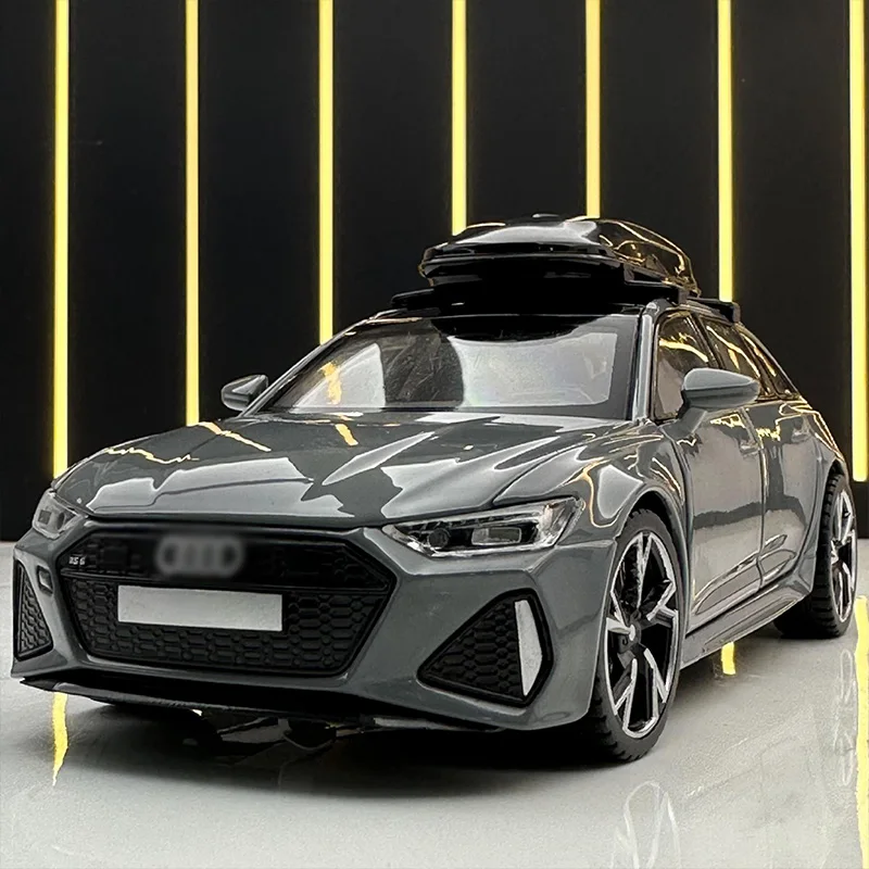 Model samochodu ze stopu 1:32 RS6, miękkie oświetlenie, symulowane efekty dźwiękowe, odporność na uderzenia i upadki, ozdoba na biurko