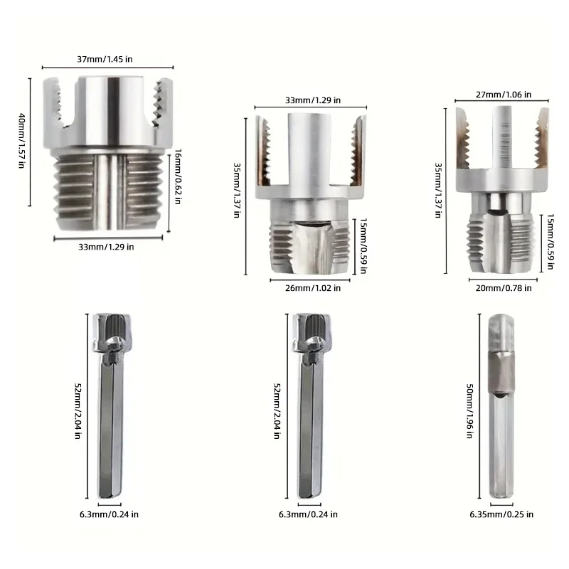 3 Pcs Integrated Internal & External Pipe Threading Tool Dual-Function Pipe Thread Cutting Tool For 1/2