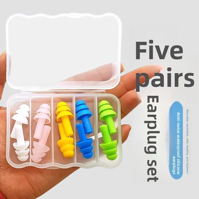 

Водонепроницаемые силиконовые беруши для плавания, профессиональный набор из 5 штук для взрослых, шумопоглощающие, для чистки ушей, снаряжение для плавания