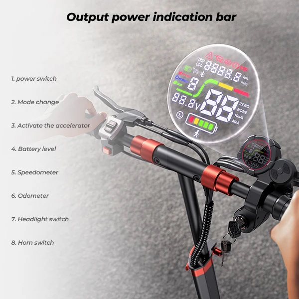 IScooter IX5S Elektroroller 1000W Motor E-Scooter 48V15AH Hochleistungs-Lithiumbatterie, Vordere und Hintere Ölscheibenbremsen + Elektronische Bremsen, Höchstgeschwindigkeit 45 km/h, Maximale Reichweite 65 km, 11 Zoll Offroad-Reifen, Brandneu Original – Detail 11