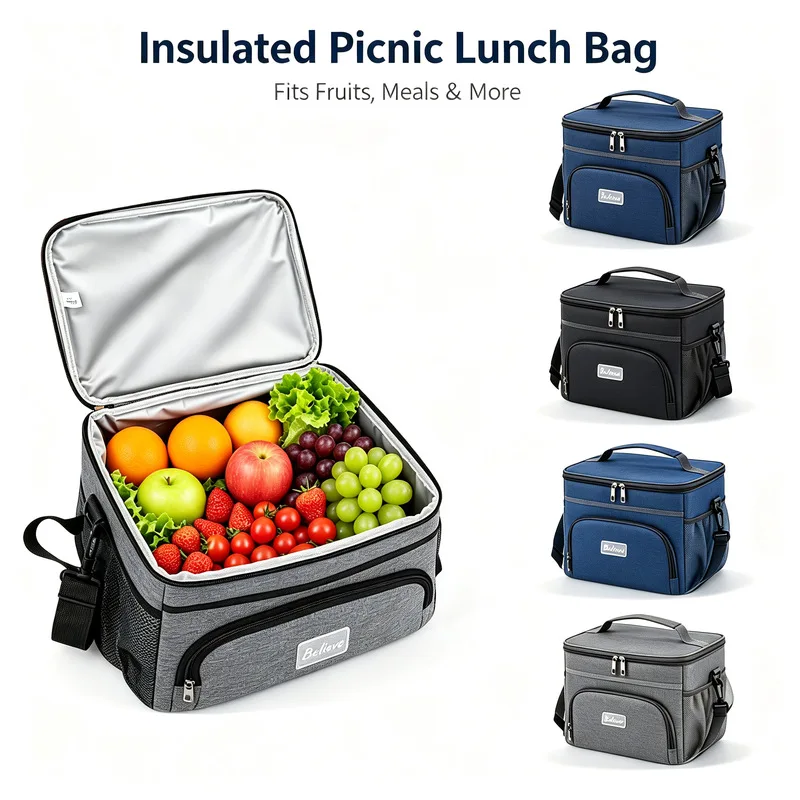 Insulated bag, large outdoor picnic bag, crossbody Oxford cloth insulated bag, thickened aluminum foil cold storage bag