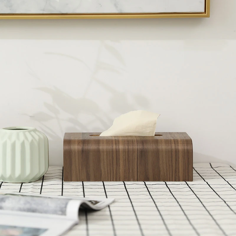 Walnut wood tissue box home paper table creative desktop storage box simple fashion living room tissue box